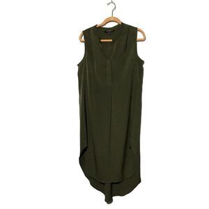 Sharagano Green V-Neck Mini Swing Dress